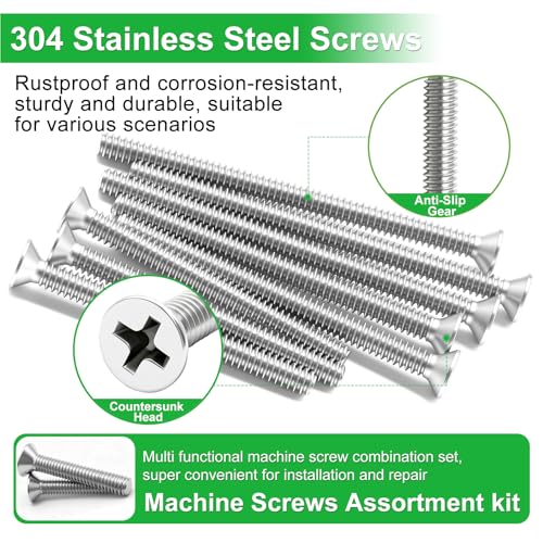 Twidec/30PCS Machine Screws #6-32x1-1/2",1-3/4",2" Extra Long Outlet Screws 304 Stainless Steel Phillips Flat Head Electricians Screws for Knob and Pull Installation,Cabinet Door and Drawer Screws - size: #6-32x1-1/2",1-3/4",2", style: SS Flat Head