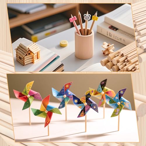 50Pcs 12inch Long Dowel Rods Wood Sticks, 1/2inch 1/4inch 1/8inch Unfinished Round Sticks, Natural Wood Dowels for Craft and DIY Projects, Cake Dowels Hardwood Craft Dowel Rods