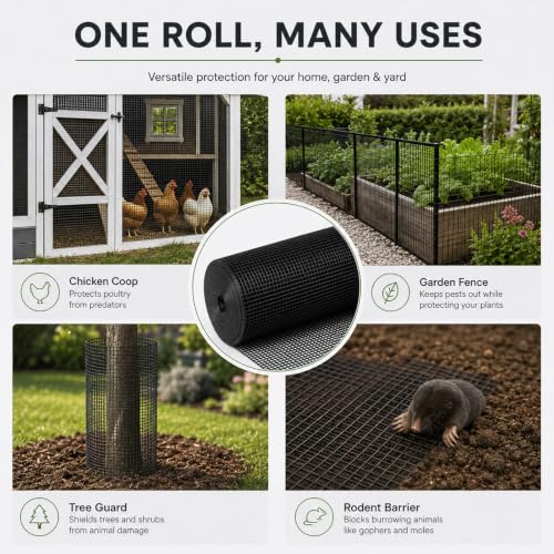 GoldPeak Black Hardware Cloth 1/2 inch Wire Mesh Roll 48 x 50 Ft 19 Gauge - size: 1/2 inch 48''x50'