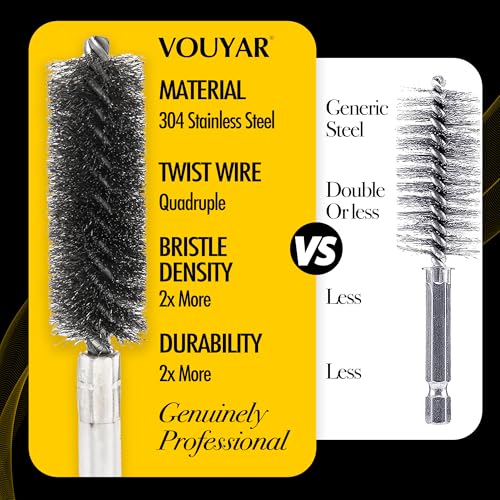 Quadruple Wire Twist Professional ID Copper Tube Pipe Cleaner for Fittings 6pcs, 1” Pipe Cleaning Brush Set, Stainless Steel Wire Bore Brushes for Power Drill, 1/4 Inch Hex Shank - style: 1"