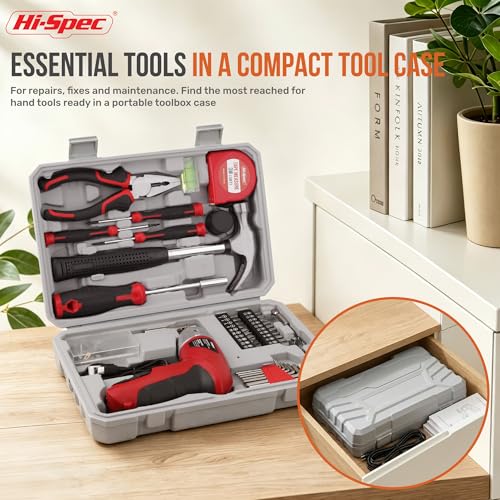Hi-Spec 4V USB Electric Screwdriver Tool Kit for Home Repairs, Red - color: Red