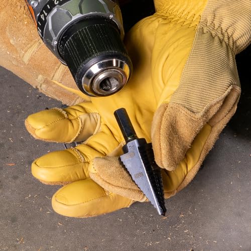 Klein Tools KTSB11 Step Drill Bit #11 Double-Fluted 7/8 to 1-1/8-Inch with Easy-to-Read Markings and Targets, 3/8-Inch Hex Shank - size: 7/8 to 1-1/8-Inch, style: Standard