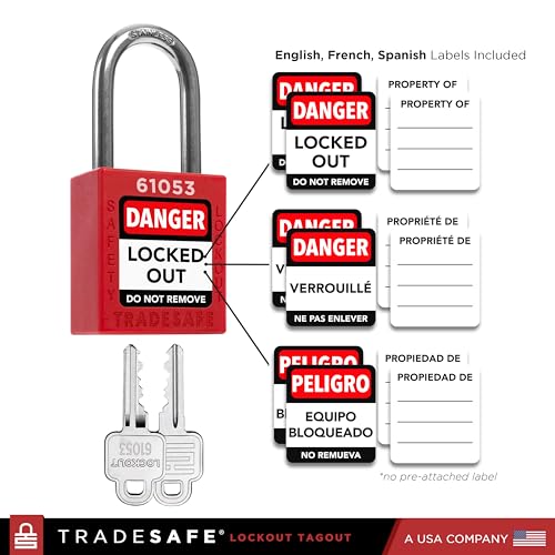 TRADESAFE Lockout Tagout Station with 20 Keyed Different Loto Locks, 6 Lockout Hasps, 60 Lock Out Tags, Lock Out Tag Out Kit Station, Lock Out Kit Cabinet 22-1/2 x 18 x 3 inches - style: Stocked | Keyed Different