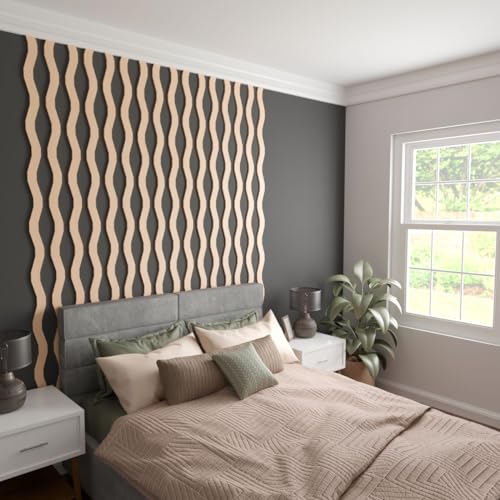 Brazos Designer Series Adjustable Wood Decorative Slat Wall Panel Kit, 94" H x 3/8" T (Contains 22 Slats), Alder - color: Alder