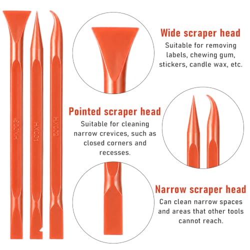 18Pcs Non-Scratch Plastic Scraper Tool, 3 Styles Plastic Scraper for Tight Spaces Multi-Purpose Kitchen Scraper Cleaning Pen for Paint, Stickers Label, Oil Stains, Tight Spaces, Crevices