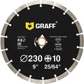 9 Inch Diamond Blade for Angle Grinder — Diamond Cutting Wheel for Cutting Stone, Marble, Granite, Brick, Masonry, Paving Flag, Concrete — Diamond Saw Blades Segment Height 0.394” (10 mm) — GRAFF - size: Ø 9 Inch Segment, style: Diamond Segment Blades