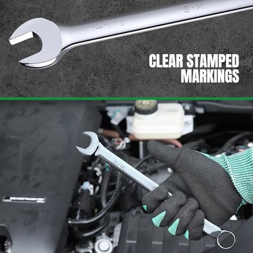 SK Combination Wrench Set, SAE 1/4" to 1-1/4", 18-Piece, Premium CR-V Steel - size: SAE 6.35 to 31.75 mm