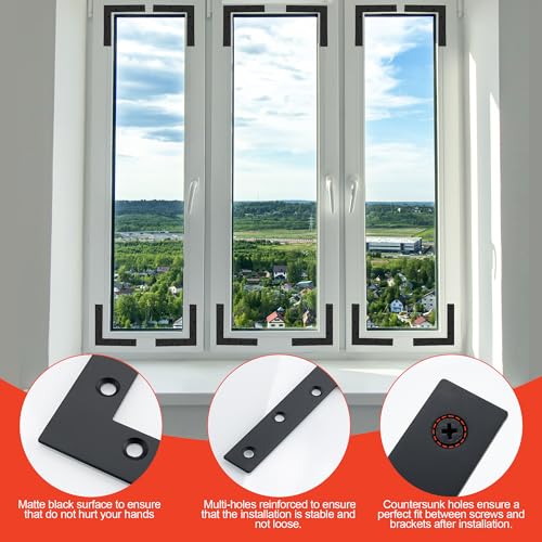 SAYAYO Flat L Bracket, 150x150mm / 6" x 6" Stainless Steel L Mending Plate - color: Black, size: 150x150mm-6pcs, style: L Shape