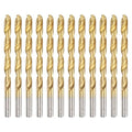 uxcell 12pcs Titanium Twist Drill Bit 1/4" Drilling Dia High Speed Steel Drills for Hardened Metal, Stainless Steel, Cast Iron, Wood, Plastic - size: 1/4 inch