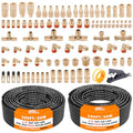 CheeMuii 100 PCS Brass DOT Air Line Fittings with 1/4" & 3/8" DOT Air Hoses - size: 2ROLL-104PCS