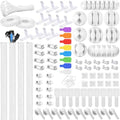 193 PCS Cable Management Kit - 4 Cable Sleeve, 57 Self Adhesive Cable Clips, 12 Hanging Strips, 12 Cable Organizer Straps and 100 Fastening Cable Ties for TV Computer Under Desk (White) - color: White
