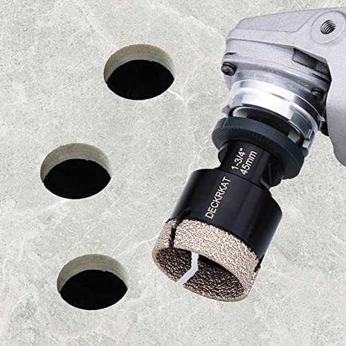 Diamond Hole Saw, 1-3/4" Hole Saw for Tiles Granite Marble Ceramic Glass Porcelain, 45mm Core Drill Bit with 5/8-11 Thread and 3/8” Hex Shank Adapter for Angle Grinders & Drills - size: 1-3/4"(45mm)