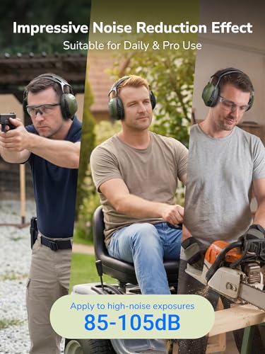 Dr.meter Ear Protection Ear Muffs, Noise Cancelling Headphones for Adults - color: Army Green