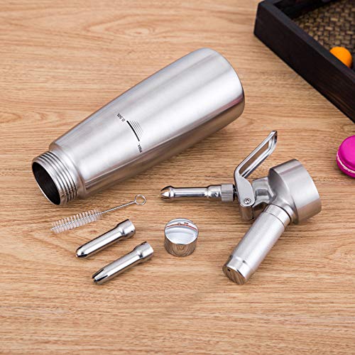 Whipped Cream Dispenser Replacement Stainless Steel Charger Holder and Decorating Nozzles for Cream Whippers,5 Pcs