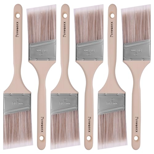 Paint Brush, 2IN Stain Brushes for Painting Walls House Touch-Ups,Furnitures and Fence Staining, Wooden Handle Masonry Paintbrush(6 Packs) - size: 2 inch