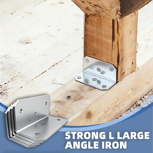 4"x2" Steel L Brackets,Corner Braces for Wood Furniture - size: （4PCS）Silver