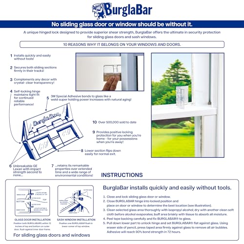 Burglabar 2 Pack Additional Security for Sliding Patio Doors and Sliding Glass Windows.