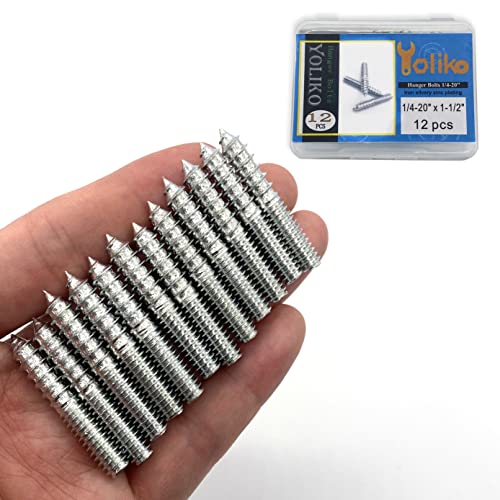 12 Pack 1/4-20 x 1-1/2 Inch Silver Hanger Bolts 1/4-20" Double Headed Bolts 1/4 Wood Dowel Screw Self-Tapping Screw Hanger Bolts for Furniture Screws Double Screw Threaded Rods Bolt 37mm length - size: Silvery 1/4-20"x1-1/2"-12PCS