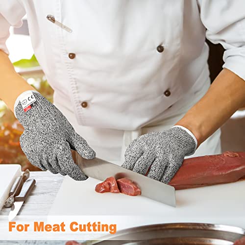 Chuarry 10 Pairs Cut Resistant Gloves Cutting Proof Gloves Level 5 Protection Kitchen Cuts Glove for Shucking Fish - size: Small