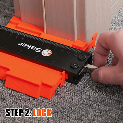 Saker Contour Gauge Profile Tool with Lock 5 Inch Orange | Precisely Copy Irregular Shape Duplicator,Irregular Welding Woodworking Tracing,Must Have Tool for DIY Handyman, Construction - style: 5 INCH
