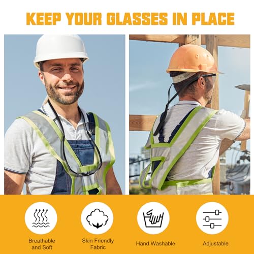 OXG 6 Pack Anti-Fog Safety Glasses, ANSI Z87+ Impact & Scratch Resistant Protective Eyewear for Work, Lab, Construction - color: Clear With Straps