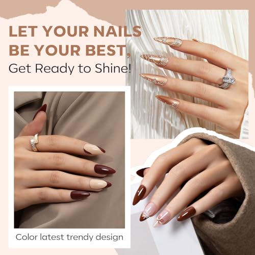modelones Nail Polish Set 6 Colors, Fall Winter Brown Nude Silver Glitter Nail Polish Skin Tone Collection Quick Dry Mini Manicure DIY Nail Art Salon Home Gifts For Women Girl - color: A7 Gold Fall