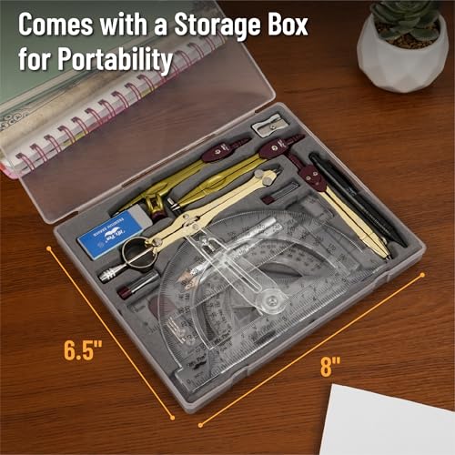 Mr. Pen- Geometry Set, 15 pcs, Gold, 6 Inch Swing Arm Protractor, Divider - color: Gold