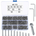 Metric Hex Socket Cap Head Self Tapping Screws, 480pcs M3 Stainless Steel Socket Head Cap Wood Screws Assortment Kit, Hex Drive Head Cap Self Drilling Screws(480 Silver) - color: 480 Silver