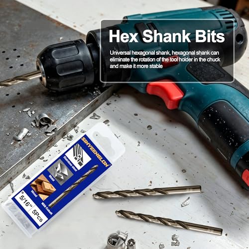 5/16 Cobalt Drill Bits for Metal and Hardened Steel (5Pcs) - size: 5/16 in (5 pcs)