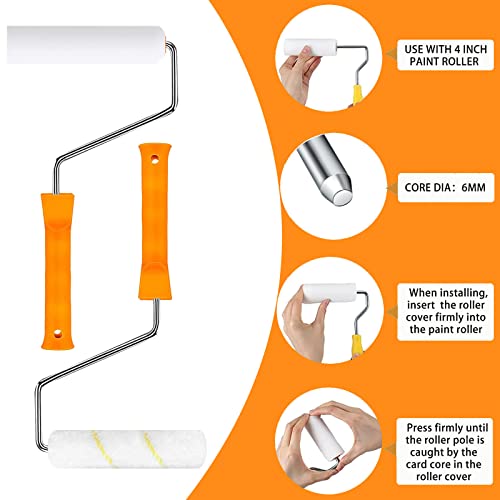 10 Pcs 6 inch Paint Roller Cover with 2 Frame Set - size: 6", 10pieces