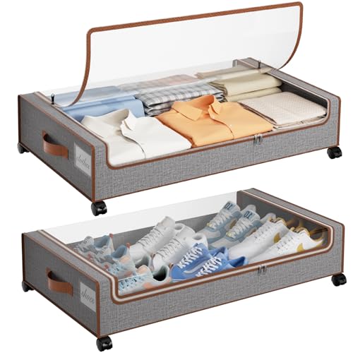 Yecaye 60L Under Bed Storage with Wheels, 2 Pack, Greige - color: Greige, size: 2 Pack