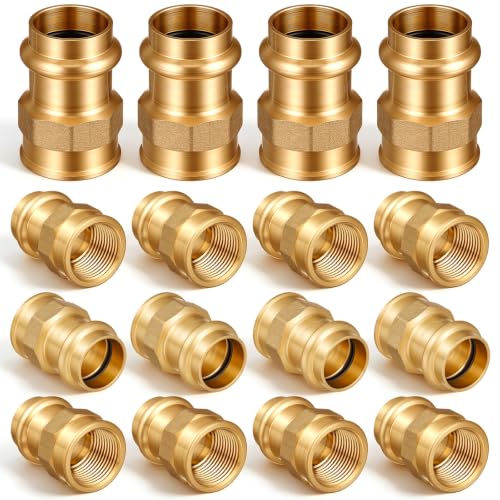 16 Pack 3/4" Press x 3/4" FIP Brass Press Fittings - color: Fip, size: 0.75 Inch