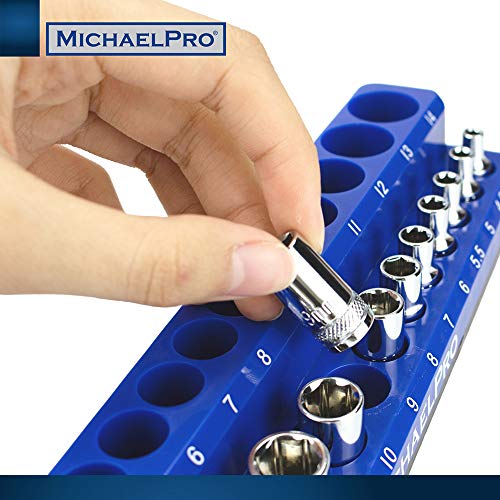 MichaelPro Magnetic Socket Organizer, Socket Tray, 3-Pc 1/4-inch, 3/8-Inch, & 1/2-Inch Magnetic Organizer Tray in Metric for Toolboxes/Cabinets| MP014002 - size: Metric
