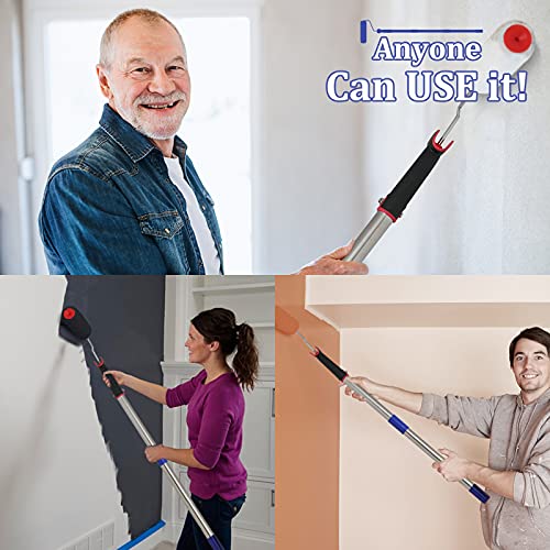 FLY HAWK Paint Roller,6 FT Brush kit Multi-Function Paint Roller kit with House Paint Roller Brush Stainless Steel Pole, New Splicing Rod, Mural Brush for Walls and Ceiling (White) (6 FT) - size: 6 Feet