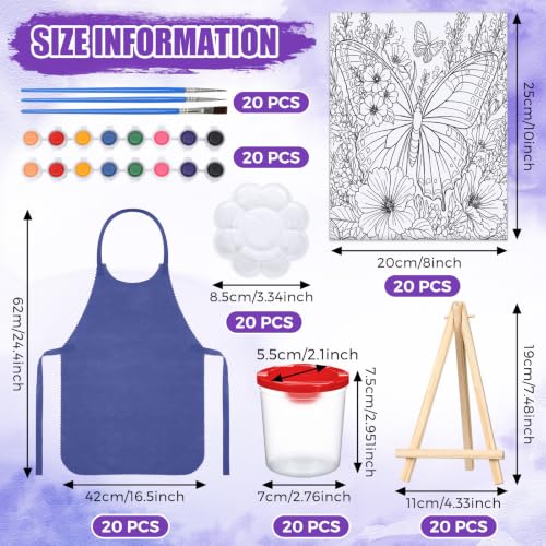 Sherr 140 Pcs 20 Set Pre Drawn Canvas Painting Kit, Butterflies and Flowers - style: Butterflies and Flowers