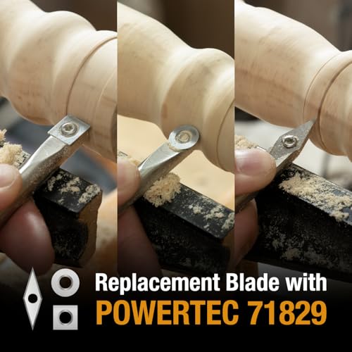 POWERTEC 3 Pcs Carbide Lathe Tools for Woodturning, Wood Lathe Tools with Flat Edge Square, Round and Diamond, T15 Star Key Wrench, Lathe Tools with Replaceable Blade (71825) - style: 3pcs set