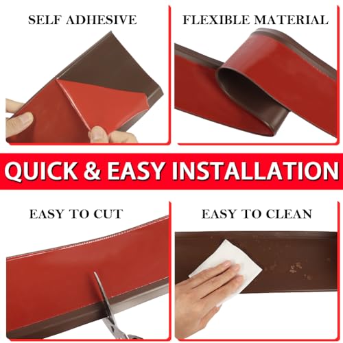 FONUNO Vinyl Wall Base Rubber Baseboard Molding Trim Self Adhesive 3" Wide - color: Brown, size: 3in x 40ft