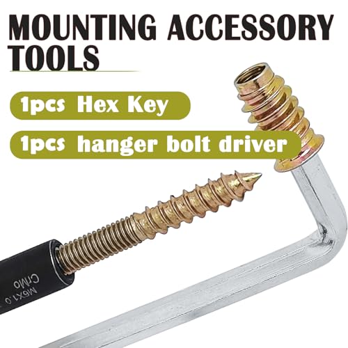 12SETS Double Headed Bolts Kit - 12PCS M6x50mm Self-Tapping Screw Hanger Bolts for Wood Furniture,12PCS M6x20mm Furniture Screw-in Nut with 1pc M6 Hanger Bolt Driver & 1pc 6mm Hex Key - size: M6X50mm