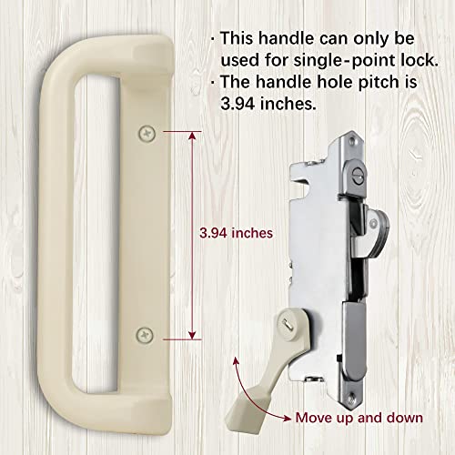 House Guard Sliding Patio Door Handle Set, Mortise Lock, 3-15/16", Beige - color: Beige Color