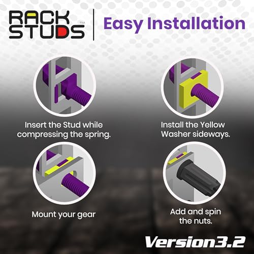 Rackstuds P100 Series II - Server Rack Screws 100-Pack | Cage Nut Replacement Purple 3.2mm/0.126" | A Faster, Easier Solution for Rack mounting Gear in 19" Racks with Square Punched Vertical Rails - color: Purple, size: 100 Pack