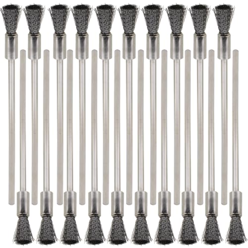 20PCS Wire Brushes with Extended Handle - Metal Rust Removal, Polishing, Cleaning - 6mm Diameter, 3mm Shaft, 100mm Length - Removes Burrs, Dust, and Oxide Layer - Handles Rough Surfaces - style: Wire Brush 3*6*100mm 20PCS
