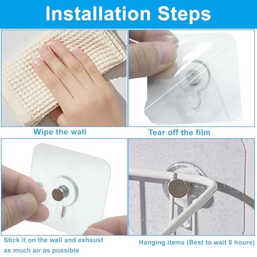 10 Pcs Nailless Wall Hanger, 60x60mm Adhesive Picture Hook
