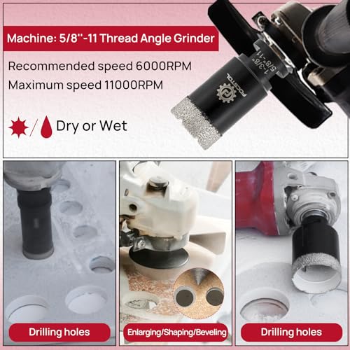 Diamond Core Drill Bit Set - FOCSTOL 8pcs (19/25/35/51/65/76mm+50mm Beveling Chamfer Bit+SDS Adapter) Diamond Hole Saw Kit for Porcelain Ceramic Tile Marble Granite - size: KIT6