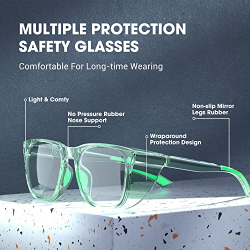 Safety Glasses Anti-Fog Eye Protection Blue Light Blocking Glasses for Women Men - color: Green