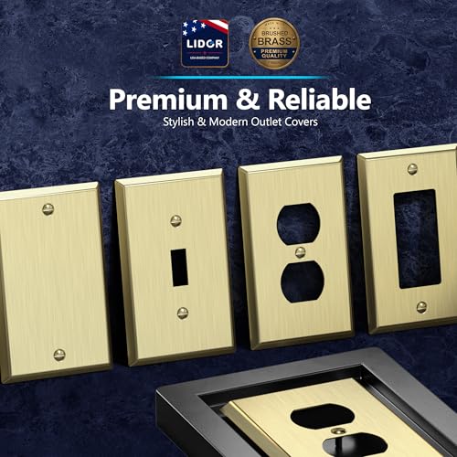 LIDER Switch, Receptacle Metal Wall Plate, Mid-Size 1-Gang, Brushed Brass - color: Brushed Brass, size: 1 Gang