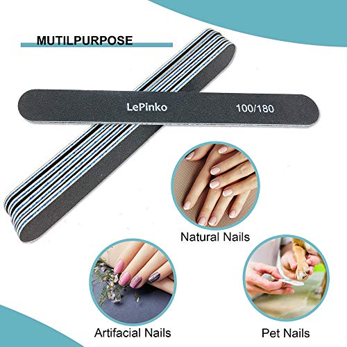10PCS Double Sided 100/180 Grit Nail File Set - color: Black