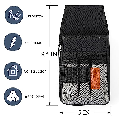 VIDAR TOOLS Small Tool Pouch with Belt Clip,Tool Belt Pouches,Electrician Tool Pouch.Mini Organizer Pocket Attachment for Tool Belt,5 Pockets and Heavy-Duty Metal Belt Clip Attachment.… - style: 5 IN