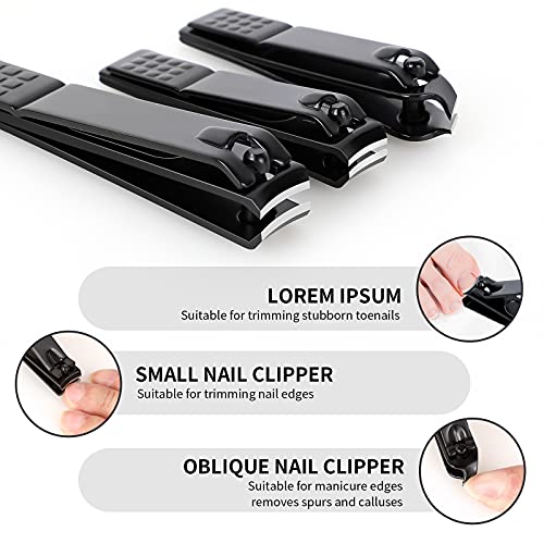 Aogeili Wide Jaw Steel Clippers w/Nail File for Thick Toenail & Fingernail - size: Large/Small/Oblique/File
