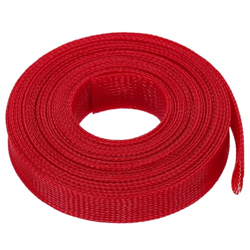 uxcell Expandable Sleeving, 1 1/4-inch 25ft Cable Sleeve, Red - color: Red, size: 1 1/4-inch x 25ft