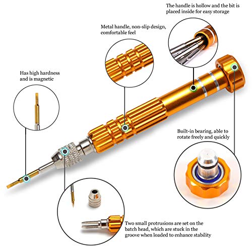 Mini Eyeglass Repair Kit Glasses Screwdriver Pocket Precision Tool - color: Gold